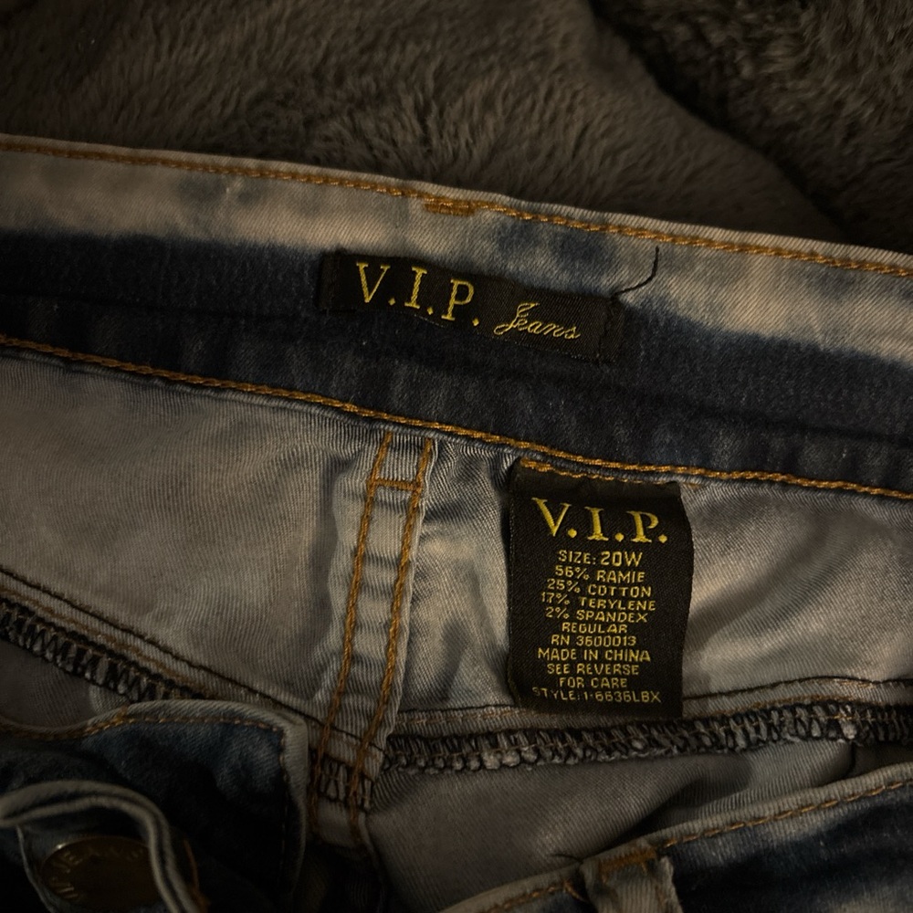 20W Distressed high-waisted straight leg ripped blue jeans - Picture 6 of 7